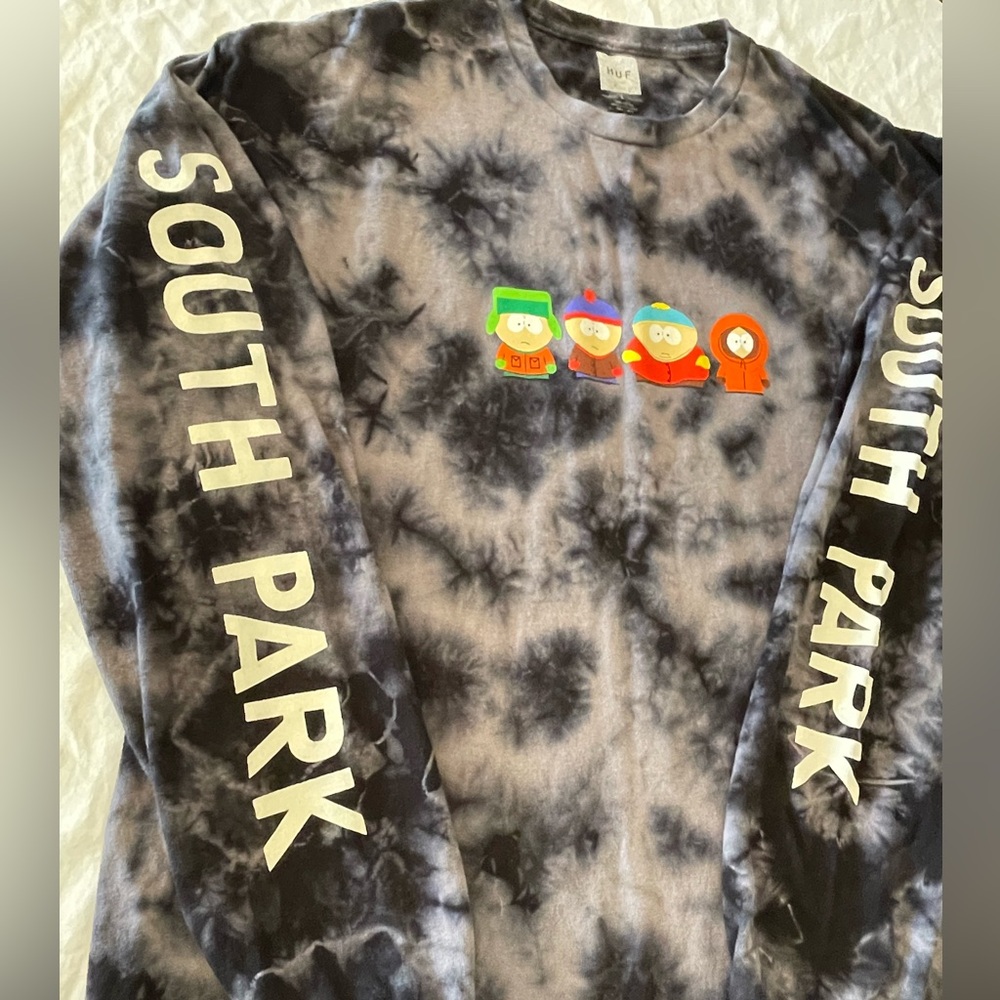 Huff South Park Tie-Dye Long Sleeve Tee 100% cotton Large Character Graphic - Picture 2 of 9